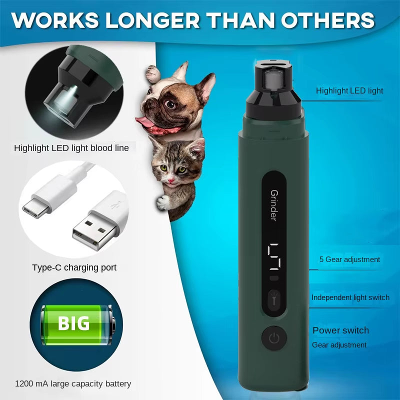 Painless Electric LED Dog Nail Grinder Dogs Cat Nail Clippers Small Large Dogs Pet Paws Nail Cutter Grooming Tools
